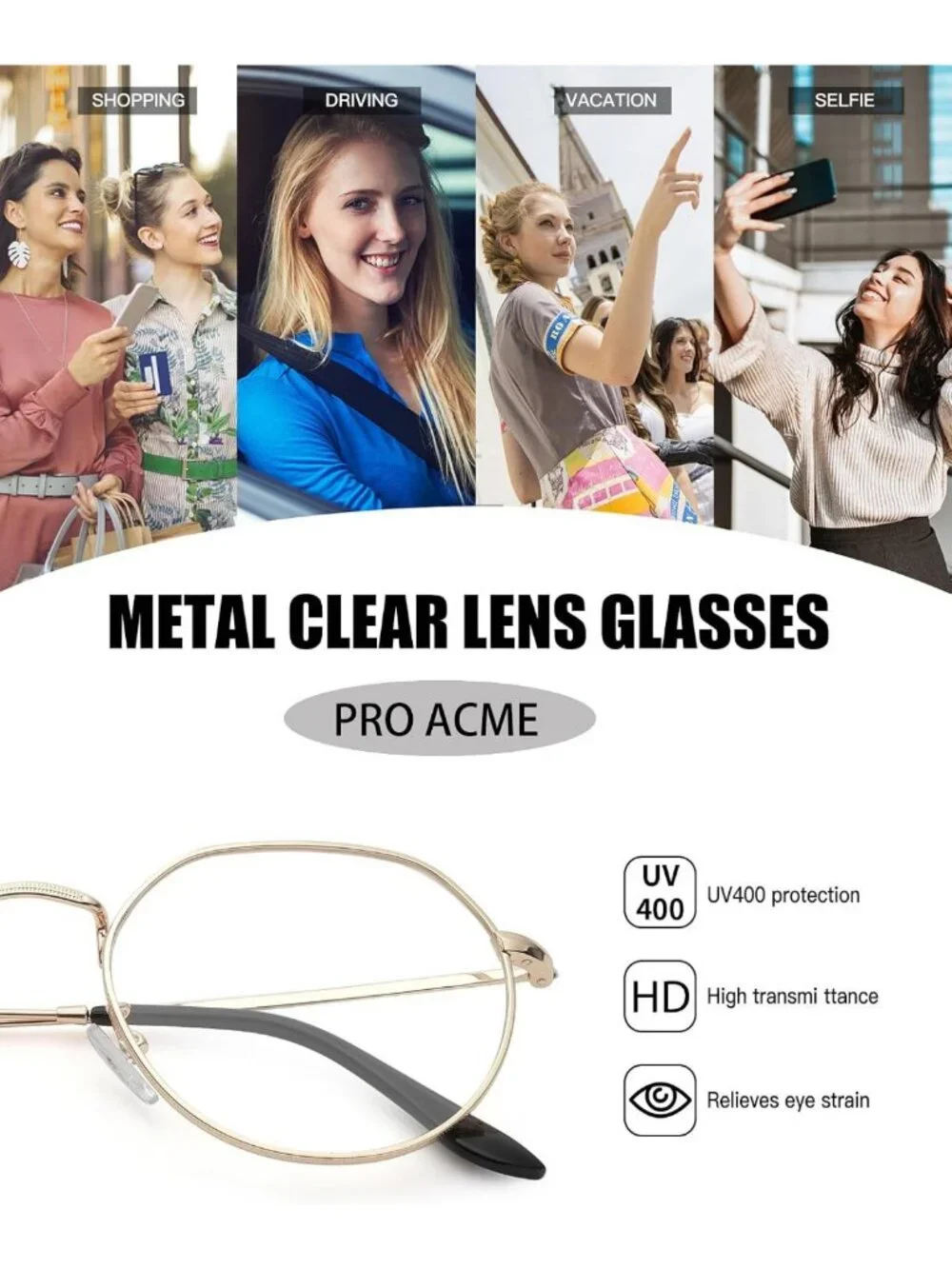 Vintage Round Metal Glasses | Clear Lens Eyewear | Retro Fashion Accessory
